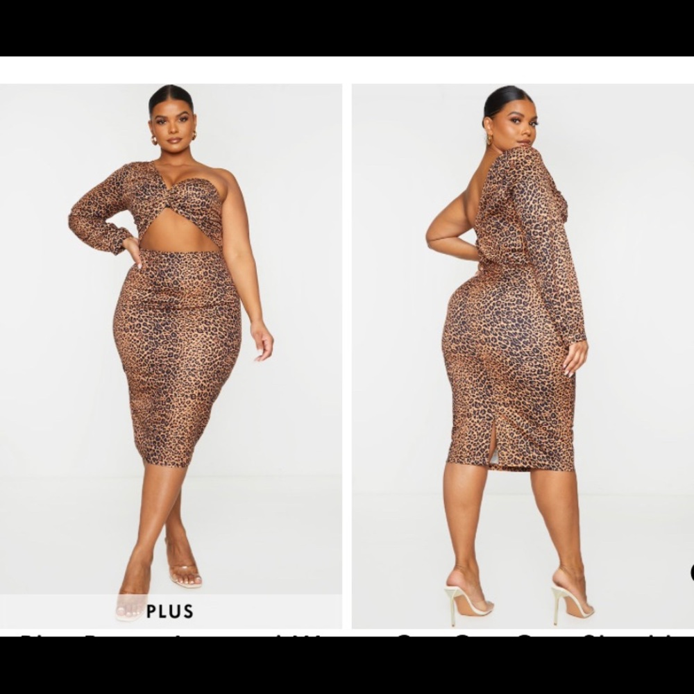 Plus Size Leopard Cut Out/ 1 Shoulder
